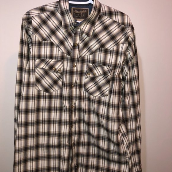 Mens Medium Wrangler Retro Western Dress Shirt - Picture 3 of 9